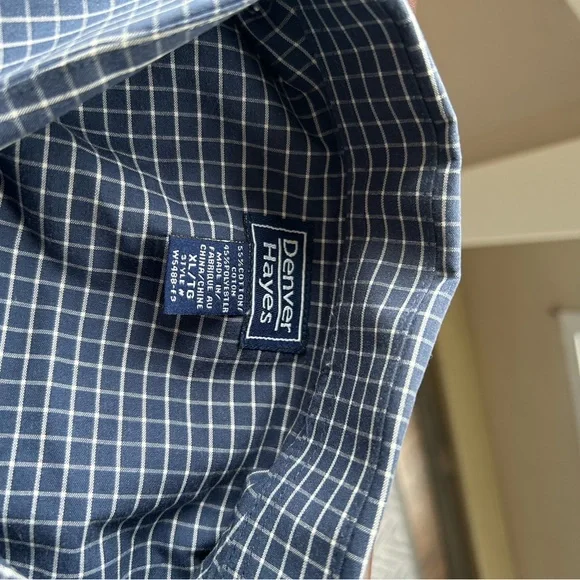 Denver Hayes Navy Checkered Casual Shirt - Picture 2 of 3